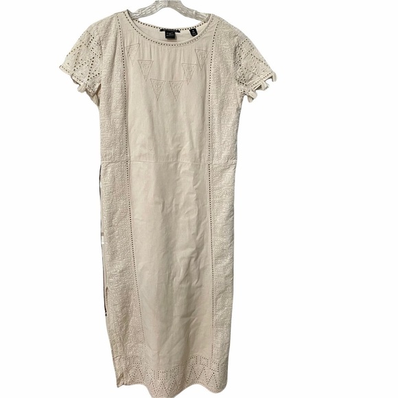 SCOTCH &‎ SODA Maison Women's Cream Boho Long Belted Midi Dress Size 3/4 - Picture 2 of 12
